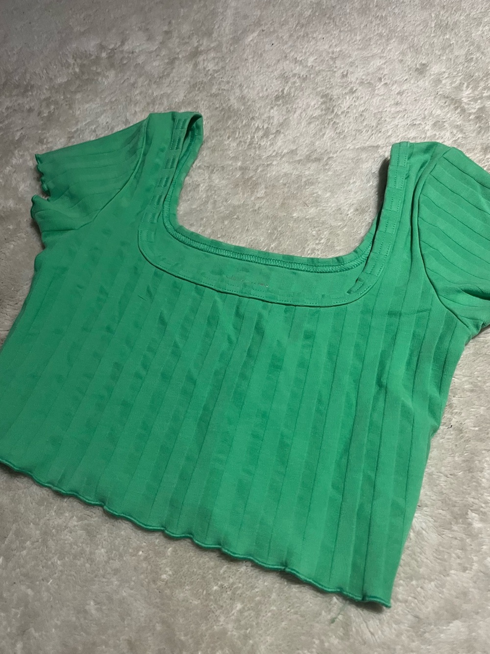 Aerie offline Green Ribbed Square-Neck